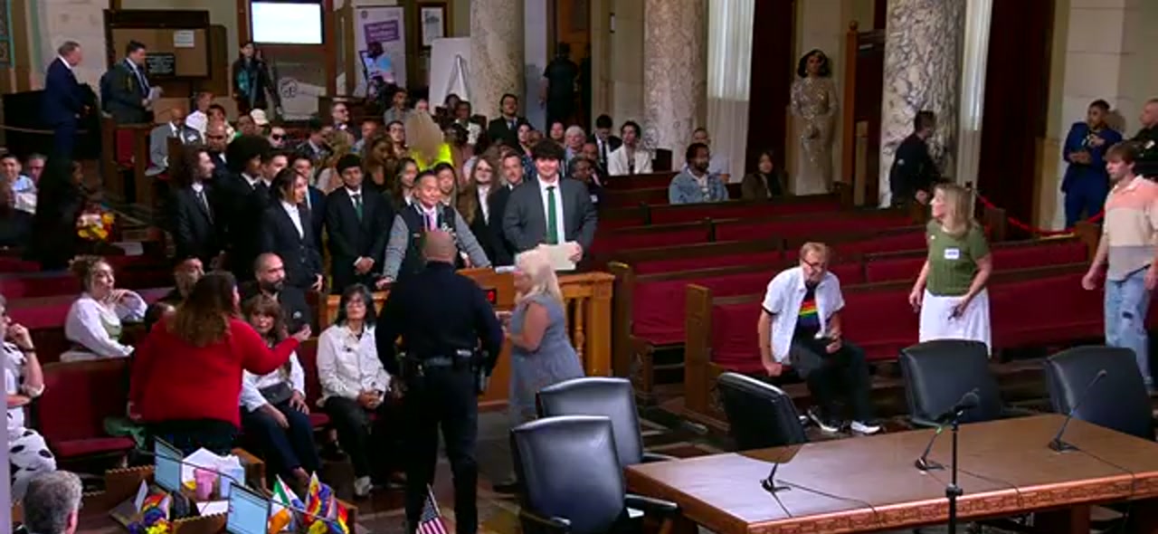 The Los Angeles City Council chamber during the August 4 meeting