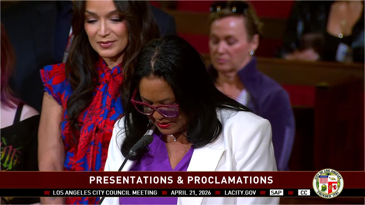 LA City Council meeting chamber on April 21, 2026