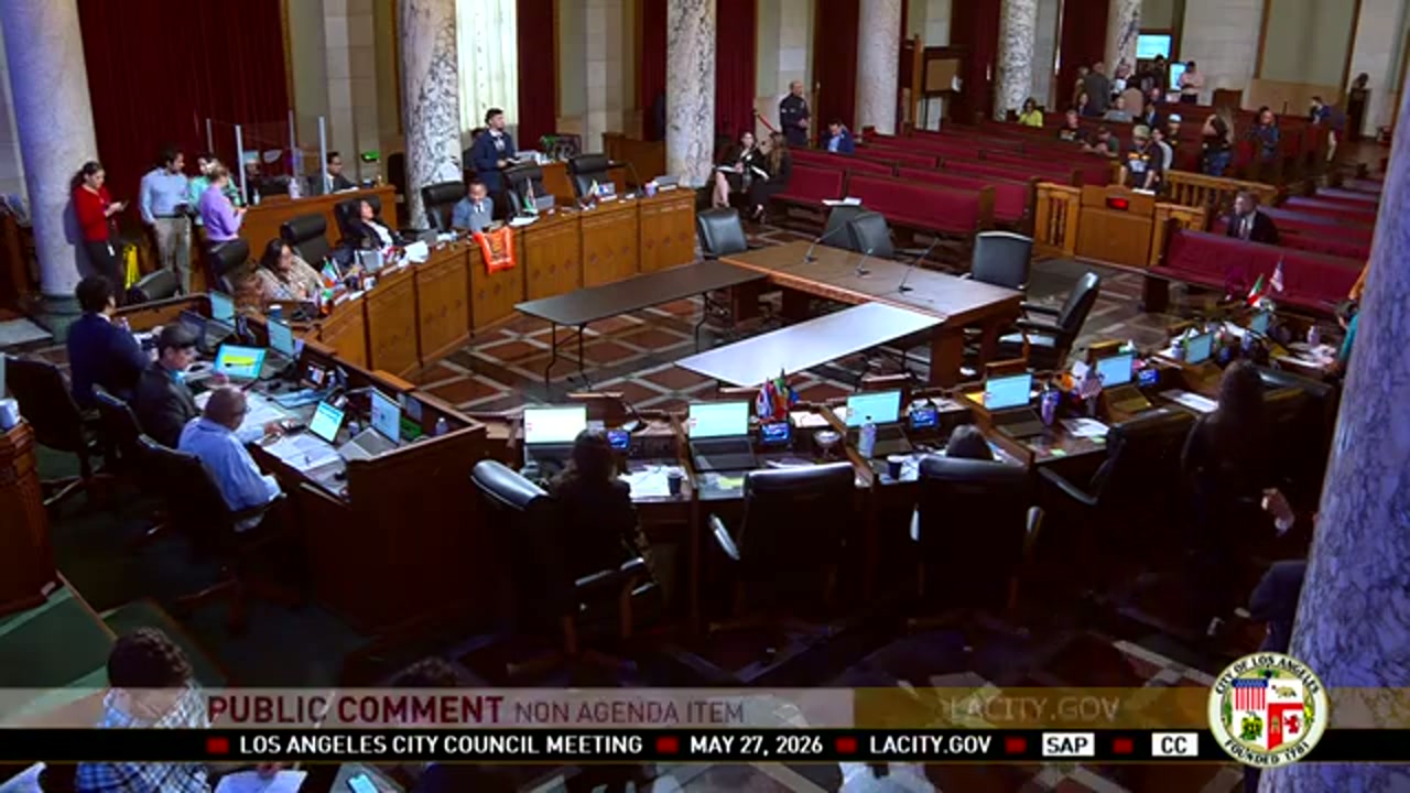 LA City Council meeting chamber on May 27, 2026