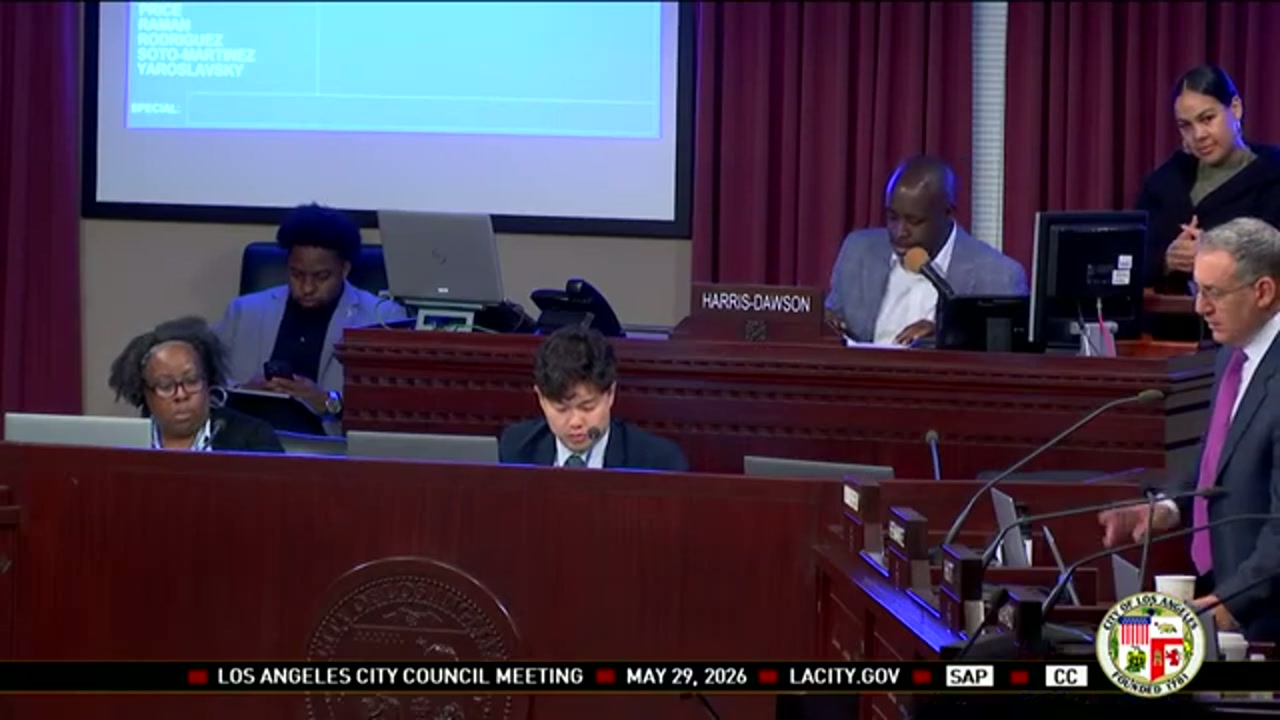 LA City Council meeting chamber on May 29, 2026